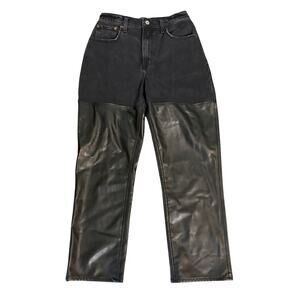 Abercrombie Fitch Womens Size 28/6 S Faux Leather Straight Ultra High Rise Jeans